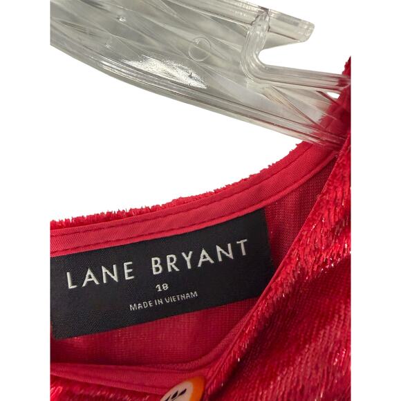 Lane Bryant Blouse Plus Short Sleeve Red Holiday Party Christmas Party Size 18 - Picture 2 of 11